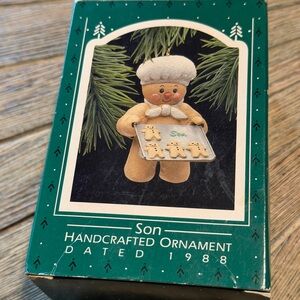 1988 Hallmark “Son” Handcrafted Ornament Gingerbread Baker Kid vintage